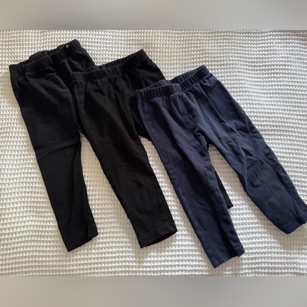 GAP Baby Girl Black and Blue Leggings Comfortable Stretchy Bottoms 2T